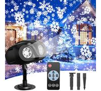 YAZEKY Projecteur Noel Exterieur, Led Projecteur de Flocon de Neige de Noël avec Télécommande Minuterie, Étanche IP65 Lumières Led Effet Chute de Neige Décoration pour Noël, Intérieur, Extérieur, Fête