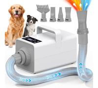 YAZEKY Pulseur pour Chien avec écran LCD, 3200W Souffleur Chiens Silencieux, Pulseur pour Chien Poils Longs, Toilettage Sèche-Cheveux pour Animaux, Vitesse et Température Réglables avec 4 Buses
