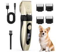 YAZEKY Tondeuse Chien,Professionnelle Poil Long Epais Tondeuse, Chat faible bruit pour tailler, avec Ecran LCD et 4 Accessoires de Peigne, Convient petits chiens chats animaux aux