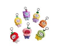 YAzgan Kpop Porte-clés en peluche BTS BT21 bébé fruit série porte-clés pendentif sac d'école porte-clés décoration pour fans (7Pcs)