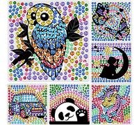 Yazhiji 6 feuilles de diamant Kit de peinture diamant pour fenêtre pour enfants, kit attrape-soleil pour enfants de 6, 7, 8, 9, 10 ans, hibou, licorne, de peinture diamant pour filles ou garçons