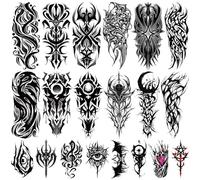 Yazhiji Lot de 77 feuilles de tatouages temporaires Cyber-Sigilism pour adultes, 17 feuilles de faux tatouages Cyber Seal pour bras, poitrine, épaule, 60 feuilles de petits tatouages noirs pour femmes