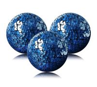Yazikisa Lot de 3 boules décoratives bleues en verre craquelé - Boules de verre craquelé - Boules de vase - Pour les vacances, le salon, la cheminée, le centre de table - 8,5 cm