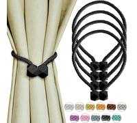 Yazikisa Lot de 4 embrasses de rideaux magnétiques noires pour rideaux - Support drapé magnétique - Pour chambre européenne - Décoration de salle de bain - Accessoires de fenêtre