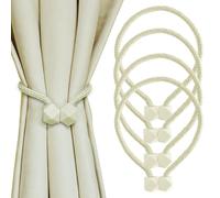 Yazikisa Lot de 4 embrasses de rideaux magnétiques - Style bohème - Boucle - Décoration drapée - Accessoire de décoration pour la maison, la chambre à coucher, la chambre d'enfant - Beige