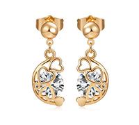 YAZILIND 18K Plaqué Or Bijoux Féminins Forme Exquis demi-lune en Forme de Coeur creux Strangle Stud Dangle Boucle d'oreille (Blanc)