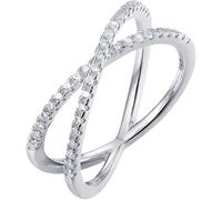 YAZILIND 18K Plaqué Or Blanc X Anneau de zircon Cubique CZ Criss Cross Anneaux pour les Femmes Instruction Promesse de Bijoux(Size9)