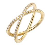 YAZILIND 18K Plaqué Or X Anneau de zircon Cubique CZ Criss Cross Anneaux pour les Femmes Instruction Promesse de Bijoux(Size7)