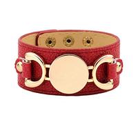 YAZILIND 2 Pcs Large Manchette en Cuir Wrap Bracelet Femmes PU Bracelet Alliage Boucle Bracelet Poignet Bande Poignet pour Filles Femmes Rouge