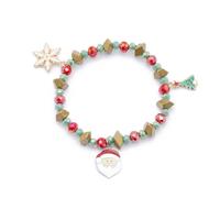 YAZILIND 2Pcs de Noël Bracelet de Perles de Flocon de Neige père Noël Bonhomme de Neige Couronne Elk Pendentif de Perles Colorées Bracelets de Vacances de Fête de Noël, des Bijoux pour Femmes(#8)