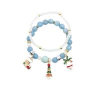 YAZILIND 2Pcs Double Couches de l'arbre de Noël Bracelet Bonhomme de Neige Bonbons Elk Canne Bell Pendentif Bracelets de Vacances de Fête de Noël, des Bijoux pour Femmes(#1)