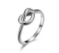 YAZILIND Argent Infini Noeud de la Bague en Titane Acier d'Amour Simple Promesse Anniversaire de la Déclaration de Bande de Mariage Anneaux(Size11)
