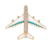 YAZILIND Avion Exquis conçu Clip de la Broche Bouquet Cadeaux Strass Broche de Bal d'étudiants de Mariage pour Les vêtements Vintage décoration Alliage Bijoux (Blanc)