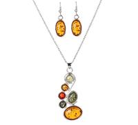 YAZILIND Bijoux Femmes Orange Artificiel Ambre Boucle d'oreille Collier Pendentif Robe Set