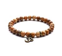 YAZILIND Bracelet de Perles bouddhistes Bouddha Om - Perles en Bois 8mm - Om - Yoga # 4