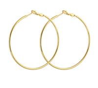 Yazilind Cercle poli brillant or plaque appoint Large Omega Retour Boucles d'oreilles 50mm Diametre