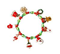 YAZILIND de Noël Bracelet de Perles de père Noël Bonhomme de Neige Flocon de Neige Elk Arbre Pendentif Bracelets de Vacances de Fête de Noël, des Bijoux pour Femmes (n ° 10)