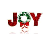 YAZILIND de Noël Broche Broche en Strass Arc Gouttes d'Huile de Fourche Collier de Pins Guirlande "la JOIE", le Corsage de Femme de Noël Breastpin Bijoux(Rouge)