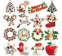 YAZILIND de Noël Broche Broche en Strass Santa Claus Arbre Couronne de Bell Elk Démarrage des Béquilles, des Bonhommes de neige Corsage de Femme de Noël Breastpin Parure de bijoux(16Pcs-2)