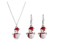 YAZILIND de Noël Colliers Boucles d'oreilles pour les Femmes Instruction de Noël de Collier de Collier de Bracelet Goutte Dangle boucle d'Oreille Ensembles de Vacances de Bijoux(Bonhomme de neige)
