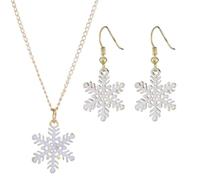 YAZILIND de Noël Colliers Boucles d'oreilles pour les Femmes Instruction de Noël de Collier de Collier de Bracelet Goutte Dangle boucle d'Oreille Ensembles de Vacances de Bijoux(Flocon de neige)
