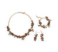 YAZILIND de Noël de Bijoux pour les Femmes de Noël Boucles d'oreilles Colliers Bracelet Jingle Bell Rouge Vert Ensembles de Vacances à la boucle d'Oreille stuffers Accessoires(#4)