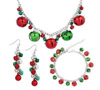 YAZILIND de Noël de Bijoux pour les Femmes de Noël Boucles d'oreilles Colliers Bracelet Jingle Bell Rouge Vert Ensembles de Vacances à la boucle d'Oreille stuffers Accessoires(#2)