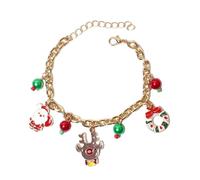 YAZILIND de Noël Réglable Bracelet père Noël Bonhomme de Neige Bonbons Elk Arbre Bell Couronne Pendentif Bracelets de Vacances de Fête de Noël, des Bijoux pour Femmes (n ° 7)