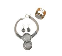 YAZILIND Ensemble de bijoux pour femmes - Collier à double pendentif bohème, boucles d'oreilles et bracelet, bijoux en résine dorée épaisse pour tenues de soirée et tenues formelles (Gris)