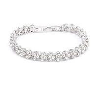 YAZILIND Femmes Bracelet Élégant Bijoux Scintillant Zircone Cubique Plaqué Or Bridal Wedding Party Charm Bracelet De Tennis (Argent)