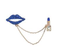 YAZILIND Femmes Broche Broche en Strass Lèvres rouge à Lèvres d'Amour en forme de Noël, d'Anniversaire Breastpin Accessoires Féminins de Noël Corsage de Bijoux(Bleu)