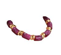 YAZILIND Femmes Chunky Acrylique Perles de Collier de Déclaration de l'or-Ton de Bijoux en Perles pour Les fêtes, Les Mariages et Élégant Chic des Tenues(Violet)