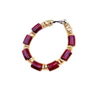 YAZILIND Femmes Chunky Acrylique Perles de Collier de Déclaration de l'or-Ton de Bijoux en Perles pour Les fêtes, Les Mariages et Élégant Chic des Tenues(Vin Rouge)