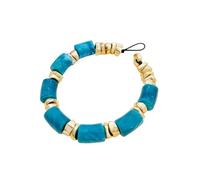 YAZILIND Femmes Chunky Acrylique Perles de Collier de Déclaration de l'or-Ton de Bijoux en Perles pour Les fêtes, Les Mariages et Élégant Chic des Tenues(Bleu)