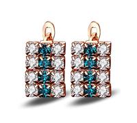 YAZILIND Femmes Clip Sur Cristal Bleu Blanc Cristal Or Rose Étincelant Boucles D'oreilles Déclaration Élégant Sensible Oreille Dainty Bijoux