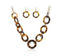 YAZILIND Femmes Écaille Acrylique Chaîne de Collier et Boucles d'oreilles - en Résine Chunky Lien Déclaration de Bijoux pour la Fête, Décontracté, et Tenues Quotidiennes