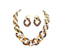 YAZILIND Femmes Écaille d'Or de Déclaration de Collier et Boucles d'oreilles - Acrylique Lien de la Chaîne de Bijoux, Chunky Collier pour la Fête, Décontracté, et Don