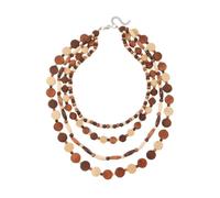 YAZILIND Femmes en Bois Naturel Collier de Perles - Faits à la Main de 3 Couches de Bobo Déclaration de Collier, Léger Éco-Bijoux(Brown2)