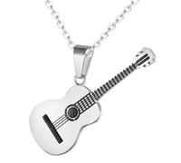 YAZILIND Mode Bijoux Femmes Hommes Titanium Acier Collier Creative Classique Musique Guitare Pendentif Charme chaîne pour la fête (Argent)