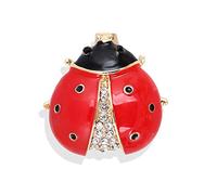 YAZILIND Mode Insecte Coccinelle Strass Broche Col Collier Badge Vêtements Bijoux Décor Rouge