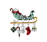 YAZILIND Noël Broche Broche en Strass de dessin animé de Noël de Voiture en forme de Gouttes d'Huile de Traîneau Blanc Traîneau à Cheval Corsage Féminin Breastpin Bijoux(#2)