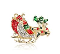 YAZILIND Noël Broche Broche en Strass de dessin animé de Noël de Voiture en forme de Gouttes d'Huile de Traîneau Blanc Traîneau à Cheval Corsage Féminin Breastpin Bijoux(#3)