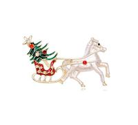 YAZILIND Noël Broche Broche en Strass de dessin animé de Noël de Voiture en forme de Gouttes d'Huile de Traîneau Blanc Traîneau à Cheval Corsage Féminin Breastpin Bijoux(#1)
