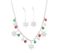 YAZILIND Noël colliers boucles d’oreilles ensemble pour les femmes déclaration Noël flocon de neige cloche collier collier Bracelet goutte pendante boucles d’oreilles ensembles vacances bijoux(#1)