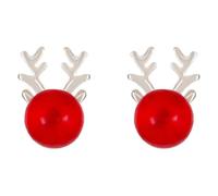 YAZILIND Noël Elk Stud Boucles d'oreilles, des Fêtes Mignon Fauve en bois de cervidé boucle d'Oreille de Noël, des Bijoux pour Femmes(Rouge)