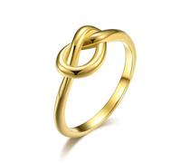 YAZILIND Or l'Infini Noeud de la Bague en Titane Acier d'Amour Simple Promesse Anniversaire de la Déclaration de Bande de Mariage Anneaux(Size7)