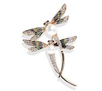 YAZILIND Rétro Unisexe Mignon Animal Libellule Motif Strass Broche Pin Badge Bijoux pour Le Mariage Prom Party Doulbe