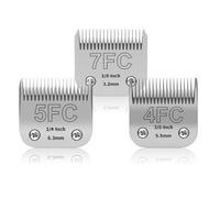 YAZIYIR Lames de toilettage pour chiens amovibles en acier inoxydable, taille 7FC/5FC/4FC, compatibles avec Andis, Oster A5, Heiniger, Moser Max 50 Wahl Série KM10, 3 pièces