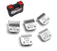 YAZIYIR Lames détachables pour le toilettage des chiens en acier inoxydable, compatibles avec Andis/Oster-A5/Heiniger/Moser Max 50/Wahl Série KM10, taille 10/7F/5F/4F/3F, 5 pièces