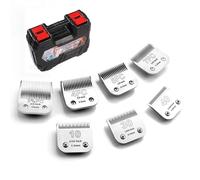 YAZIYIR Lames détachables pour le toilettage des chiens en acier inoxydable, compatibles avec Andis, Oster-A5, Wahl KM-10 Series, taille 10/30/40/7F/5F/4F/3F, 7 pièces